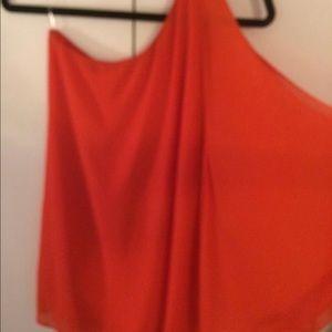 Double zero orange chiffon one shoulder batwing S